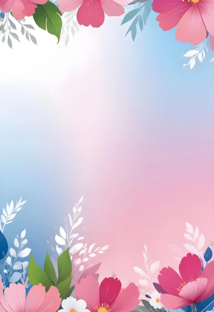 Digital Painting Abstract Background With A Gradient Of Pink Blue And White With Floral Elements At The Bottom Bold And Slim Lines Brush Strokes 18 37ac