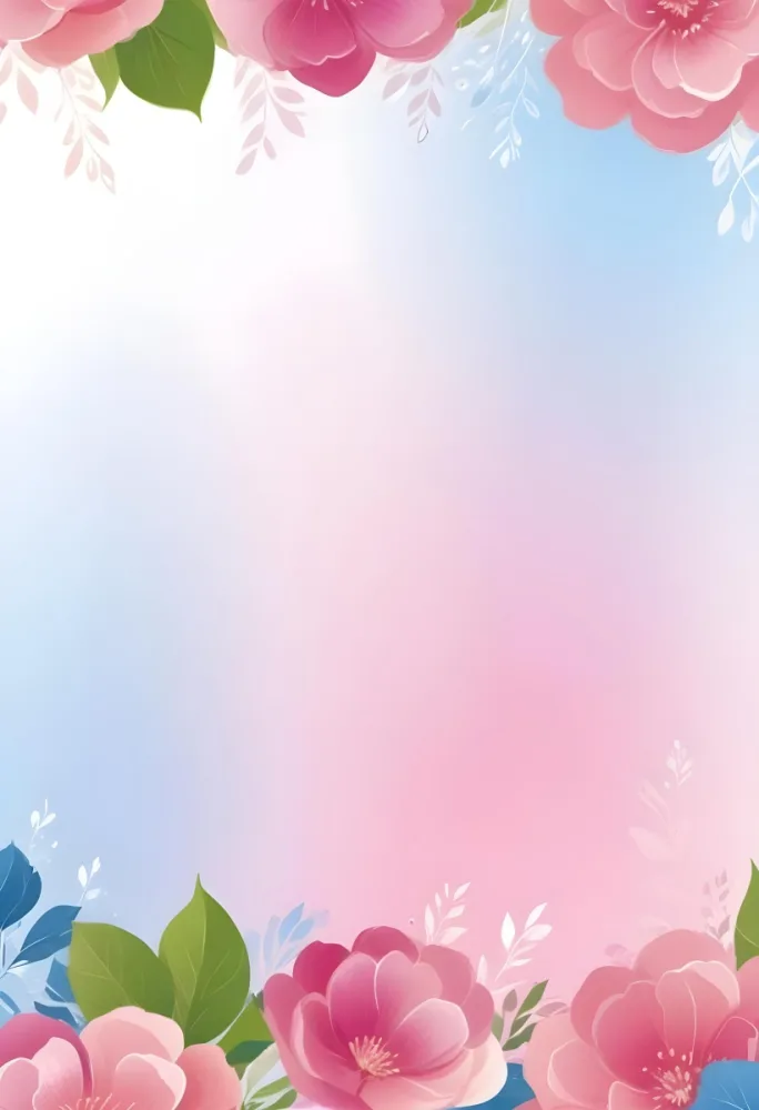 Digital Painting Abstract Background With A Gradient Of Pink Blue And White With Floral Elements At The Bottom Bold And Slim Lines Brush Strokes 23 3fe6
