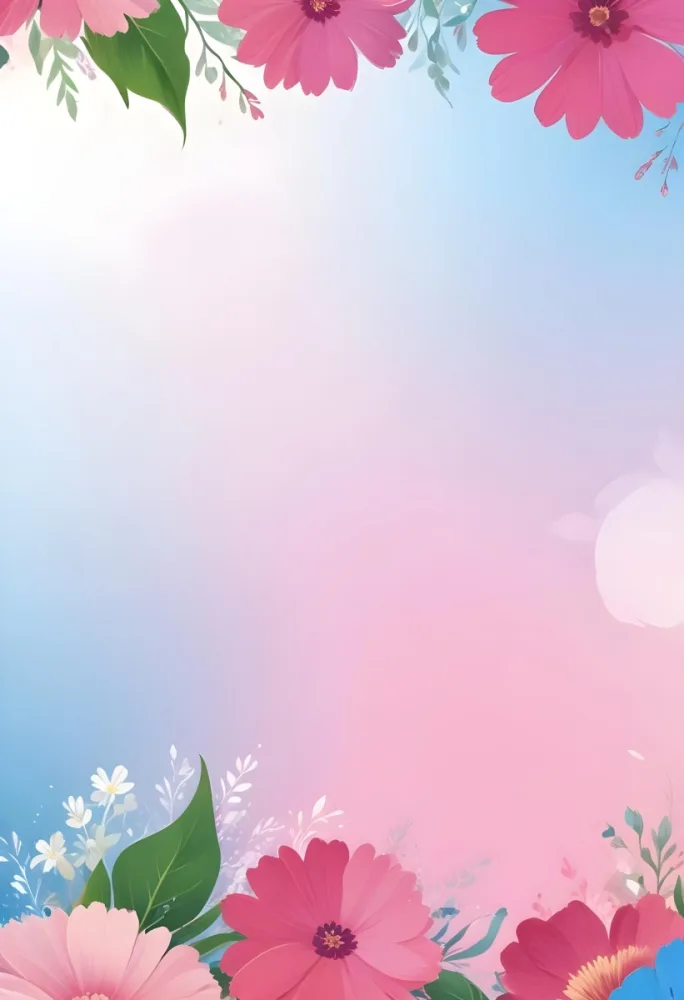Digital Painting Abstract Background With A Gradient Of Pink Blue And White With Floral Elements At The Bottom Bold And Slim Lines Brush Strokes 25 9c6d