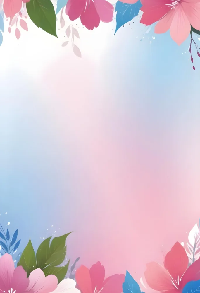 Digital Painting Abstract Background With A Gradient Of Pink Blue And White With Floral Elements At The Bottom Bold And Slim Lines Brush Strokes 30 24c7