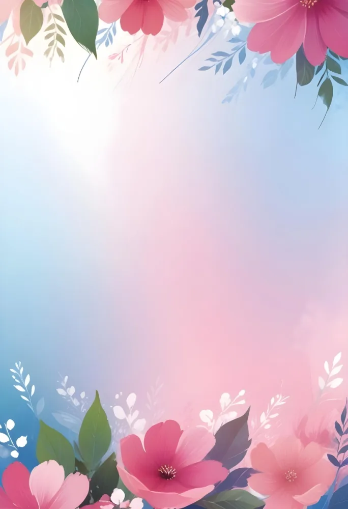 Digital Painting Abstract Background With A Gradient Of Pink Blue And White With Floral Elements At The Bottom Bold And Slim Lines Brush Strokes 32 C6c7