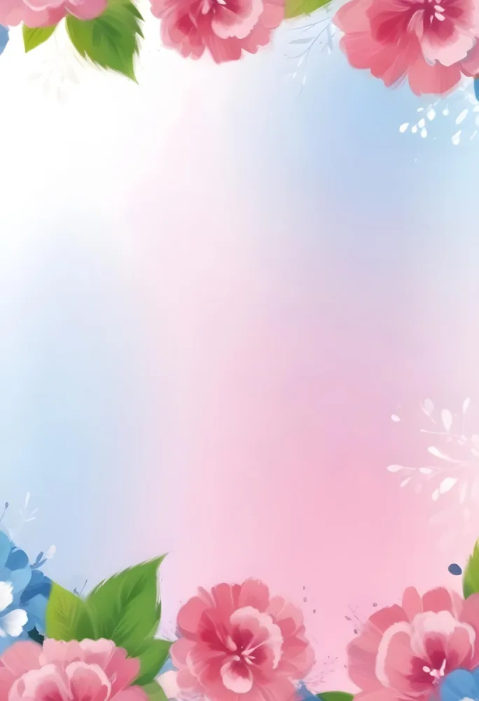 Digital Painting Abstract Background With A Gradient Of Pink Blue And White With Floral Elements At The Bottom Bold And Slim Lines Brush Strokes 43 A31f
