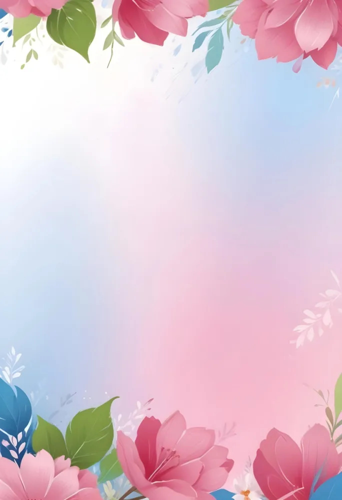 Digital Painting Abstract Background With A Gradient Of Pink Blue And White With Floral Elements At The Bottom Bold And Slim Lines Brush Strokes 45 5c8e