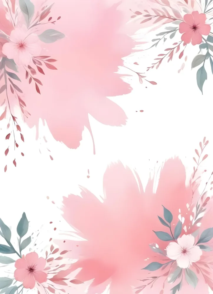 Digital Painting Abstract Pink Watercolor Background With Floral Elements And Falling Petals Soft Pastel Colors Delicate And Romantic Design White Space In The Center Bold And Slim Lines Brush Strokes 30 Edfe