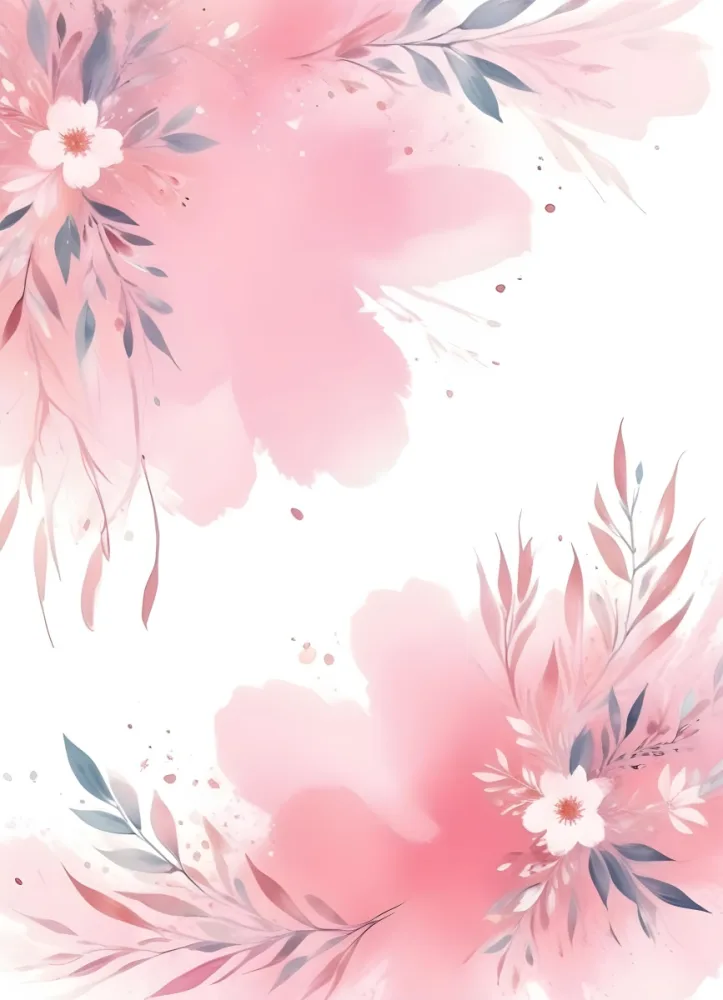 Digital Painting Abstract Pink Watercolor Background With Floral Elements And Falling Petals Soft Pastel Colors Delicate And Romantic Design White Space In The Center Bold And Slim Lines Brush Strokes 62 47d0