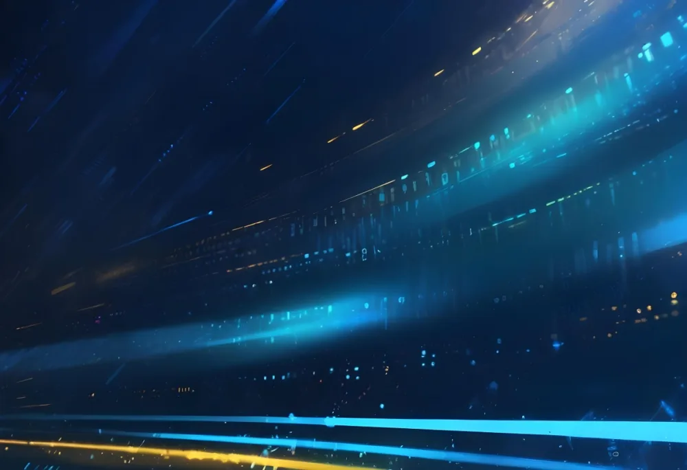 Digital Painting Binary Code With Blue And Yellow Light Trails Futuristic Background With Glowing Dots Futuristic Technology Concept Data Stream Visualization Abstract Digital Art Bold And Slim Lines Brush Strokes 14 9f4a