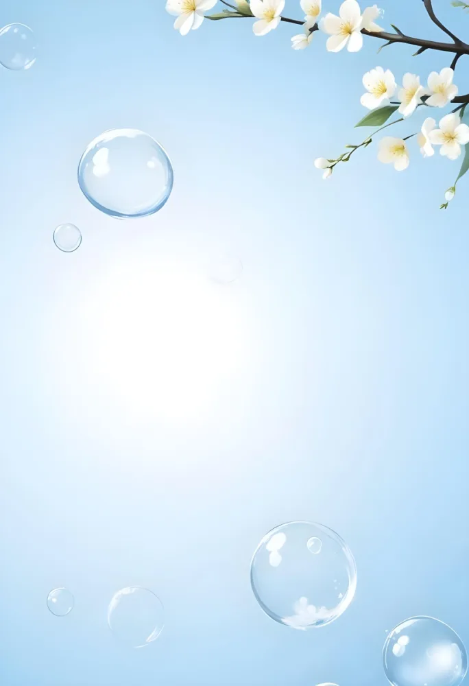 Digital Painting Bubbles And White Flowers On A White Background Clean And Simple Design Soft Lighting Minimalist Style Fresh And Airy Atmosphere Elegant And Modern Bold And Slim Lines Brush Strokes 32 B9e7