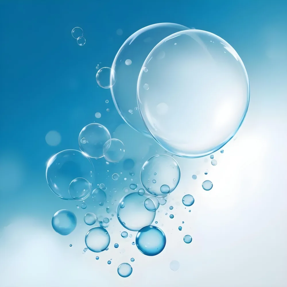 Digital Painting Bubbles Of Different Sizes Floating In The Air Some Of Them Are Grouped Together Light Blue Background With Some Blue Spots Bold And Slim Lines Brush Strokes 15 C025