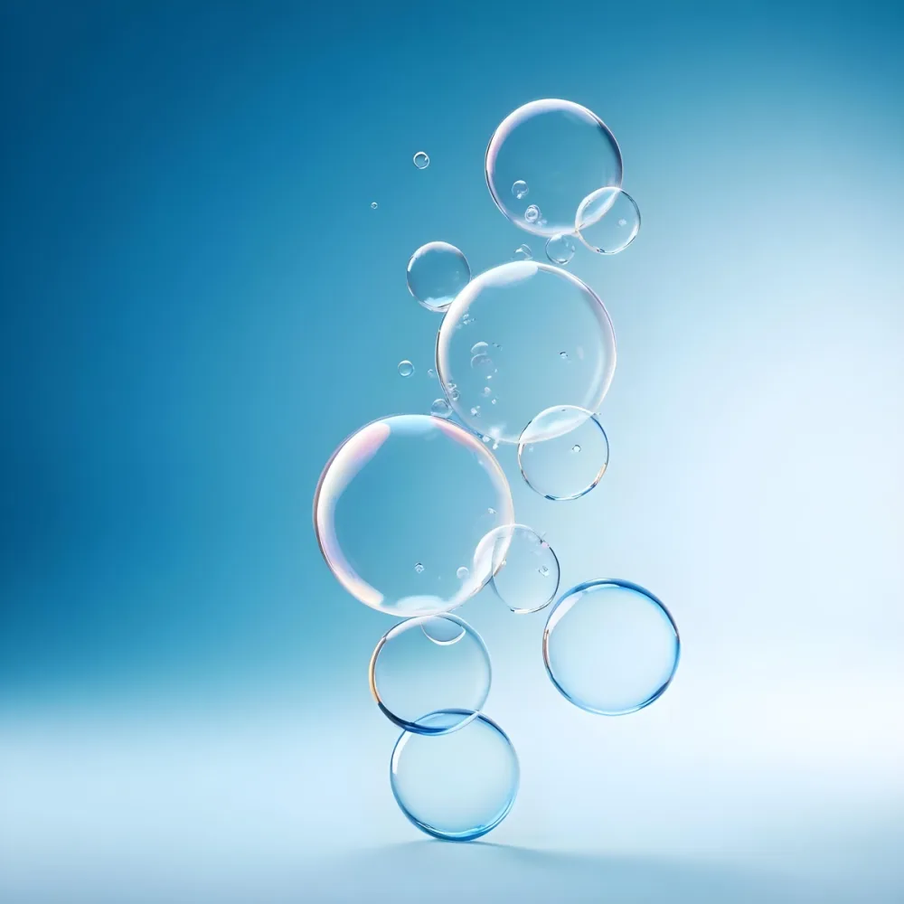 Digital Painting Bubbles Of Different Sizes Floating In The Air Some Of Them Are Grouped Together Light Blue Background With Some Blue Spots Bold And Slim Lines Brush Strokes 50 4fa8