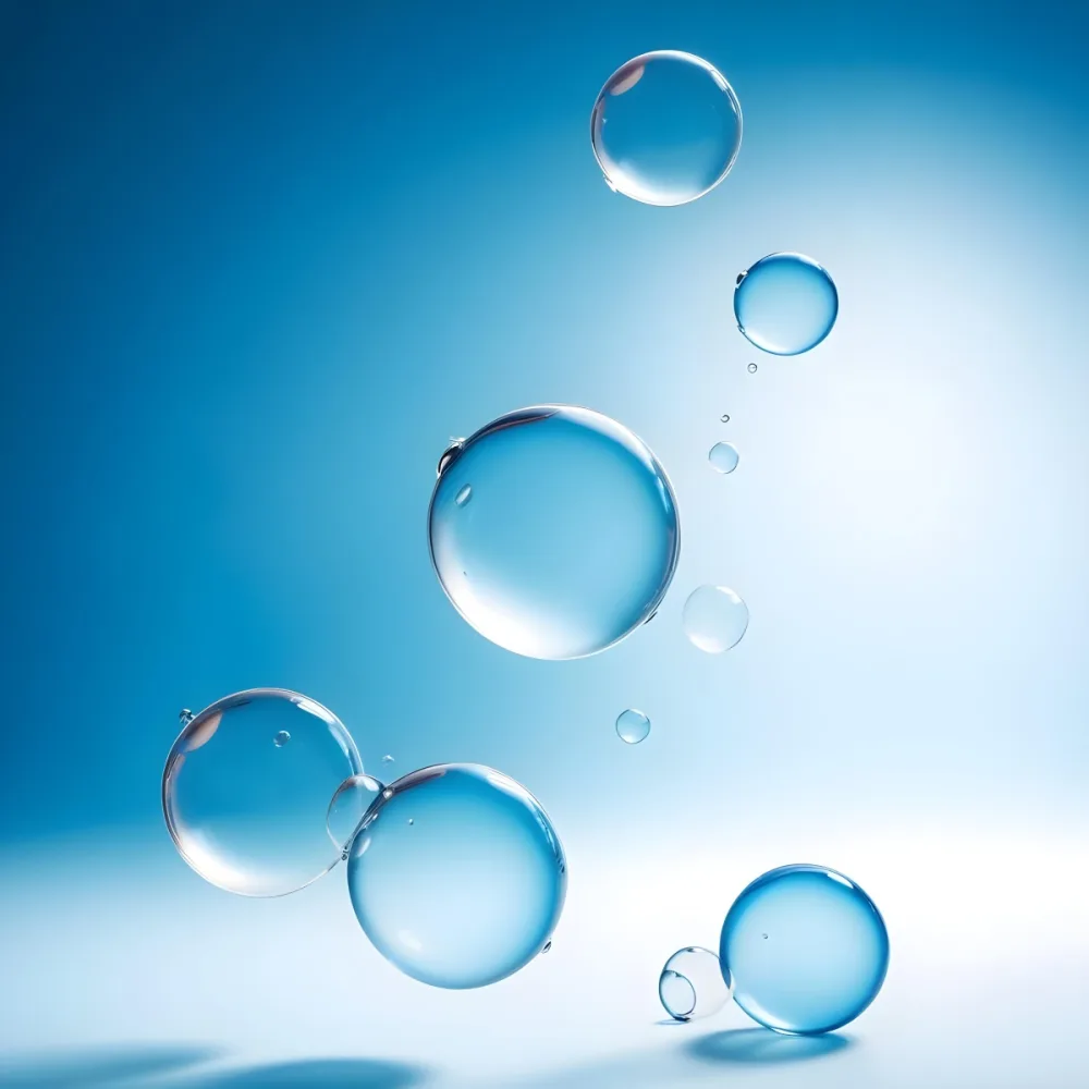 Digital Painting Bubbles Of Different Sizes Floating In The Air Some Of Them Are Grouped Together Light Blue Background With Some Blue Spots Bold And Slim Lines Brush Strokes 55 E34b