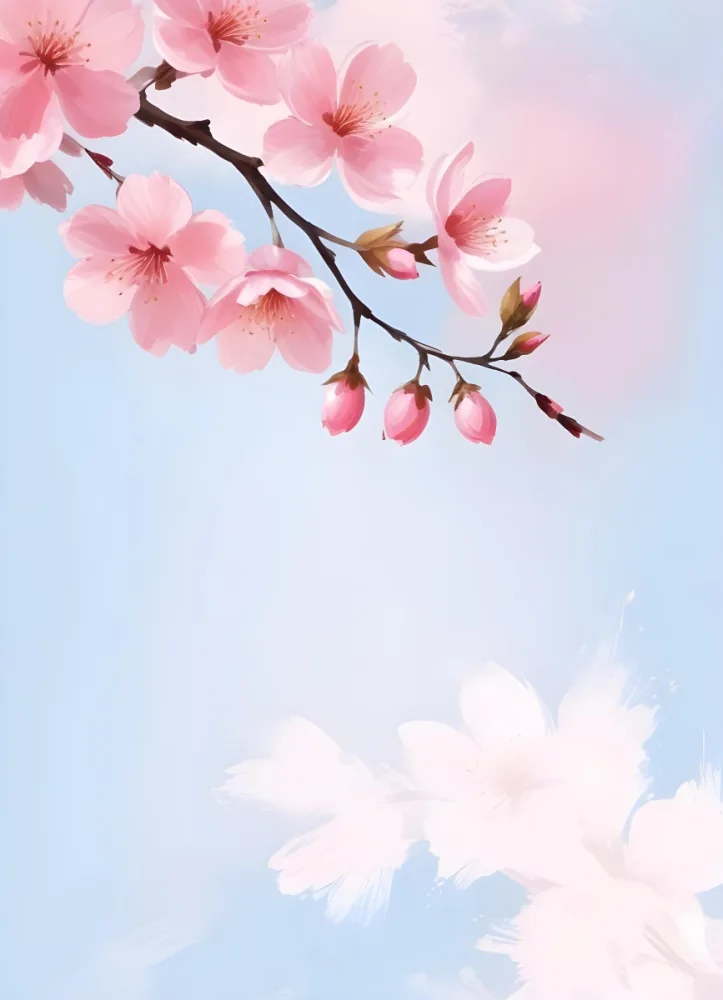 Digital Painting Cherry Blossom Branch