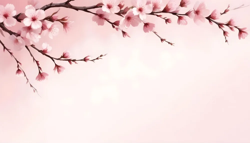 Digital Painting Cherry Blossom Branch With Pink Flowers Soft Pink Background Delicate Floral Arrangement Minimalist Design Elegant Spring Theme Pastel Colors Floral Border Botanical Illustration Romantic 14 3c97