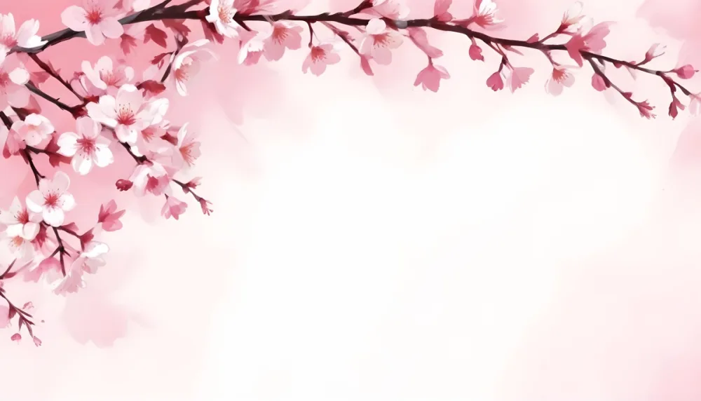 Digital Painting Cherry Blossom Branch With Pink Flowers Soft Pink Background Delicate Floral Arrangement Minimalist Design Elegant Spring Theme Pastel Colors Floral Border Botanical Illustration Romantic 32 7272