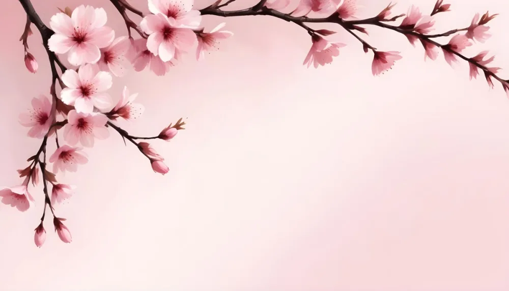Digital Painting Cherry Blossom Branch With Pink Flowers Soft Pink Background Delicate Floral Arrangement Minimalist Design Elegant Spring Theme Pastel Colors Floral Border Botanical Illustration Romantic 37 5be0