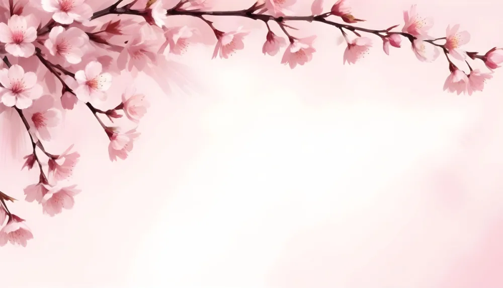 Digital Painting Cherry Blossom Branch With Pink Flowers Soft Pink Background Delicate Floral Arrangement Minimalist Design Elegant Spring Theme Pastel Colors Floral Border Botanical Illustration Romantic 38 D3ec