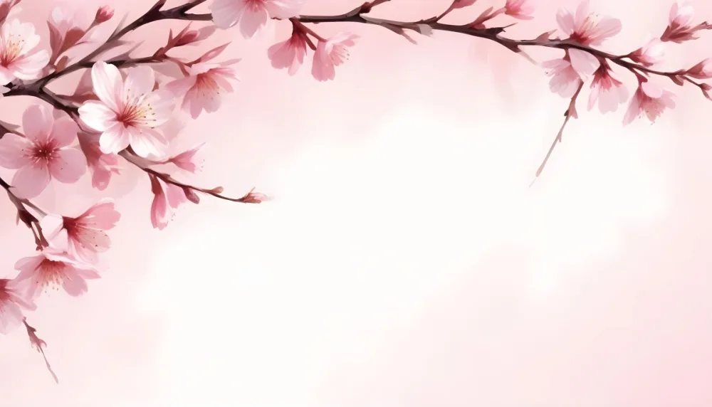 Digital Painting Cherry Blossom Branch With Pink Flowers Soft Pink Background Delicate Floral Arrangement Minimalist Design Elegant Spring Theme Pastel Colors Floral Border Botanical Illustration Romantic 9 6f4d