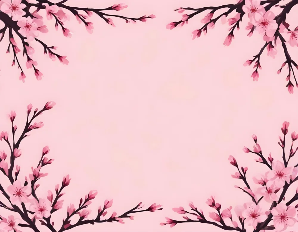 Digital Painting Cherry Blossom Branches With Pink Flowers Forming A Frame Light Pink Background Minimalist Design Flat Vector Illustration Floral Border Spring Theme Decorative Element Nature Inspired Design Bo 25 5ed8