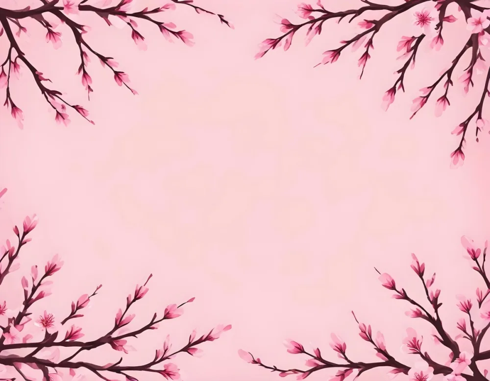 Digital Painting Cherry Blossom Branches With Pink Flowers Forming A Frame Light Pink Background Minimalist Design Flat Vector Illustration Floral Border Spring Theme Decorative Element Nature Inspired Design Bo 27 3ed9
