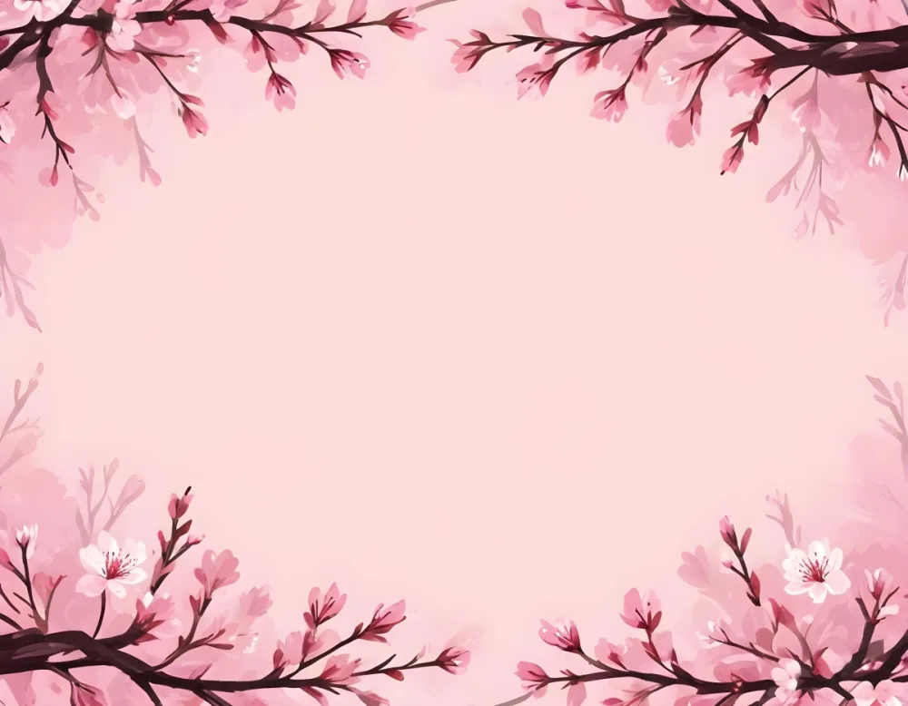 Digital Painting Cherry Blossom Branches With Pink Flowers Forming A Frame Light Pink Background Minimalist Design Flat Vector Illustration Floral Border Spring Theme Decorative Element Nature Inspired Design Bo 30 9ff3