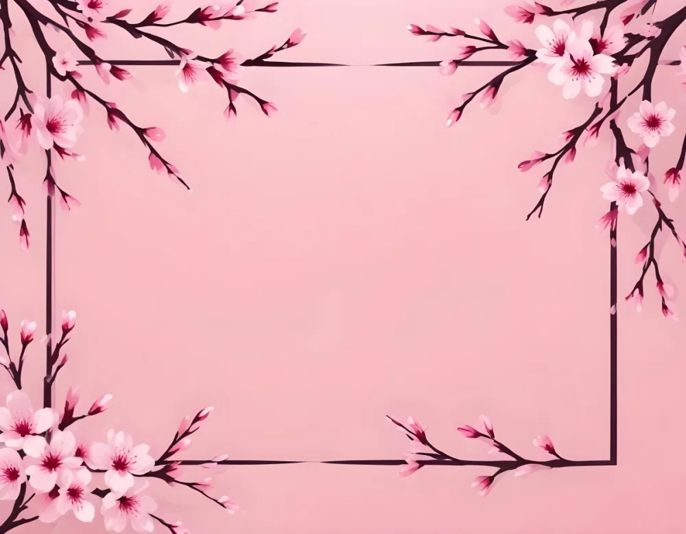 Digital Painting Cherry Blossom Branches With Pink Flowers Forming A Frame Light Pink Background Minimalist Design Flat Vector Illustration Floral Border Spring Theme Decorative Element Nature Inspired Design Bo 31 E8ed