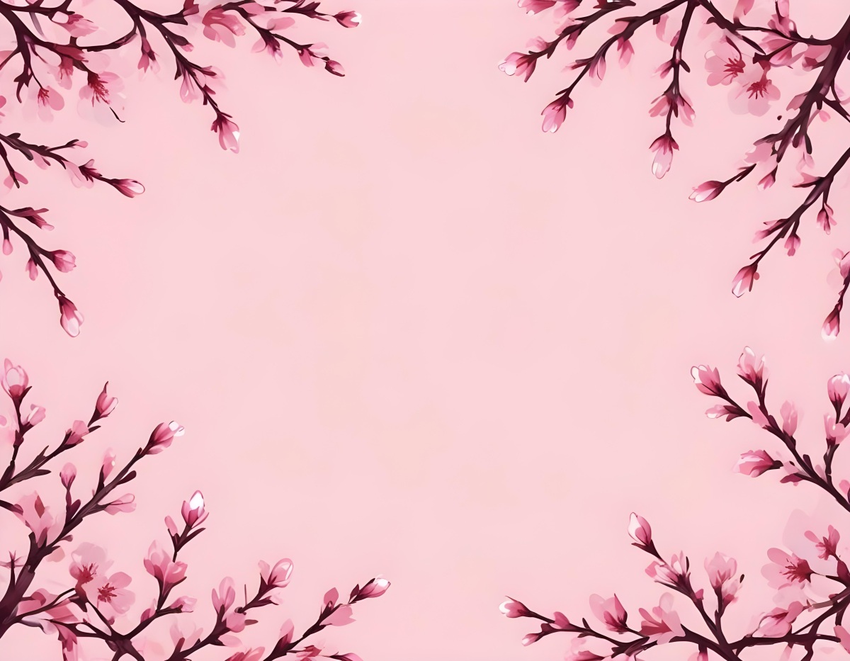 Digital Painting Cherry Blossom Branches With Pink Flowers Forming A Frame Light Pink Background Minimalist Design Flat Vector Illustration Floral Border Spring Theme Decorative Element Nature Inspired Design Bo 33 5d44