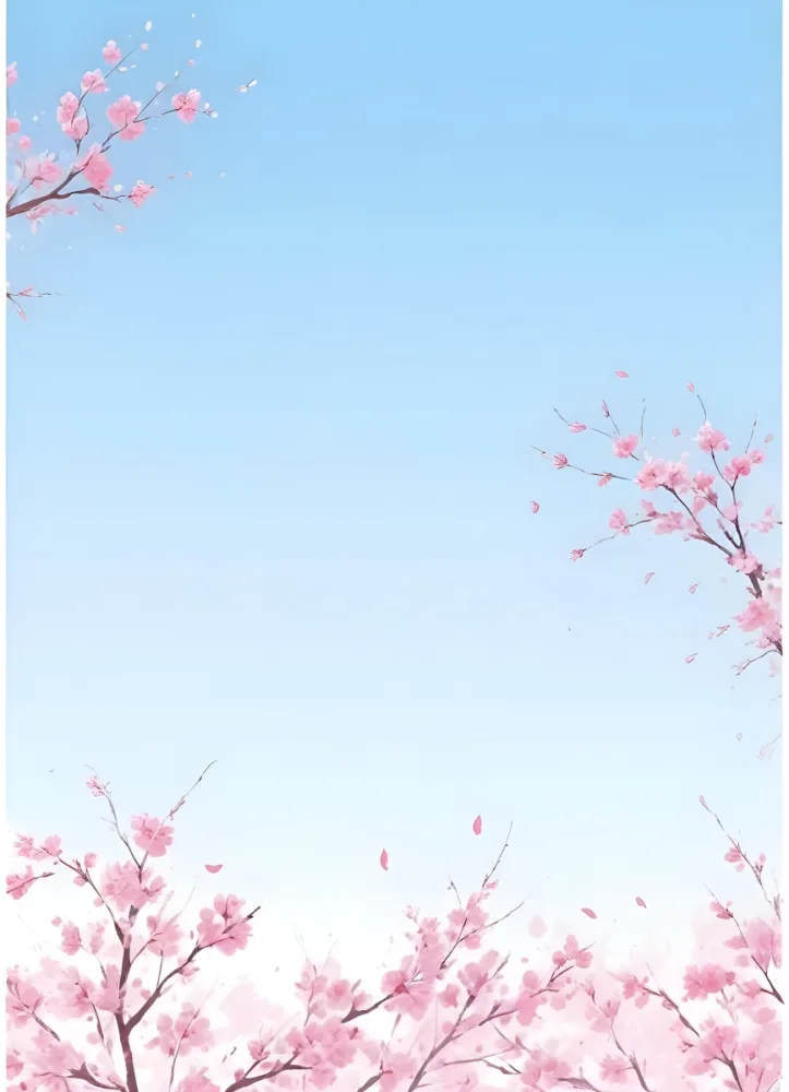 Digital Painting Cherry Blossom Branches With Pink Flowers On A Pink Background Some Petals Falling Soft And Delicate Spring Season Japanese Art Style Pastel Colors Bold And Slim Lines Brush Strokes 71 B1b7
