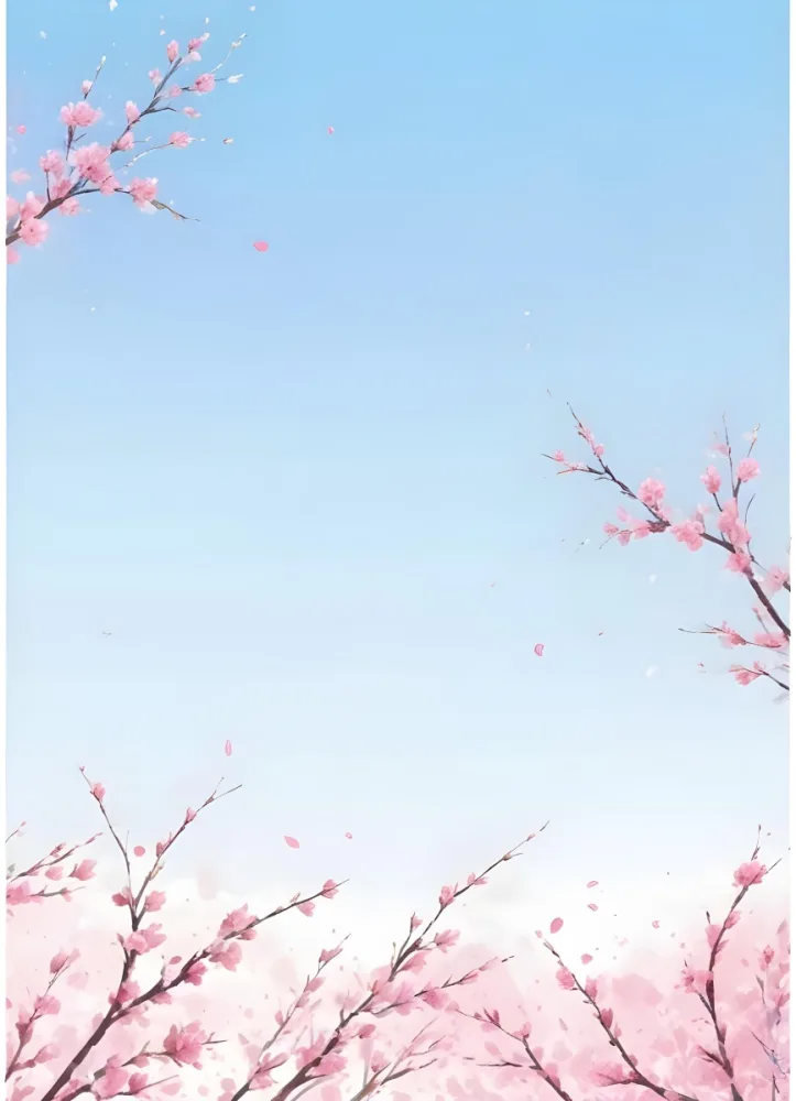 Digital Painting Cherry Blossom Branches With Pink Flowers On A Pink Background Some Petals Falling Soft And Delicate Spring Season Japanese Art Style Pastel Colors Bold And Slim Lines Brush Strokes 73 72f8
