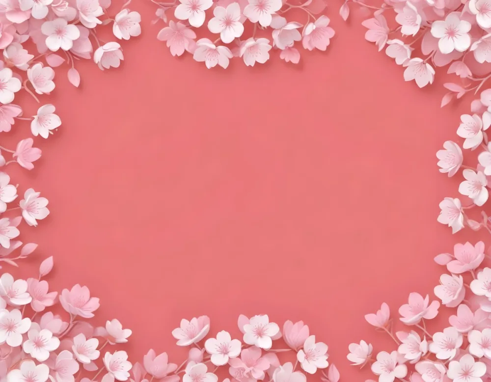Digital Painting Cherry Blossom Frame With White Background White Flowers With White Accents Symmetrical Arrangement Delicate Petals Minimalist Design Soft Pastel Colors Floral Border Bold And Slim Lines Brush S 22 01ec