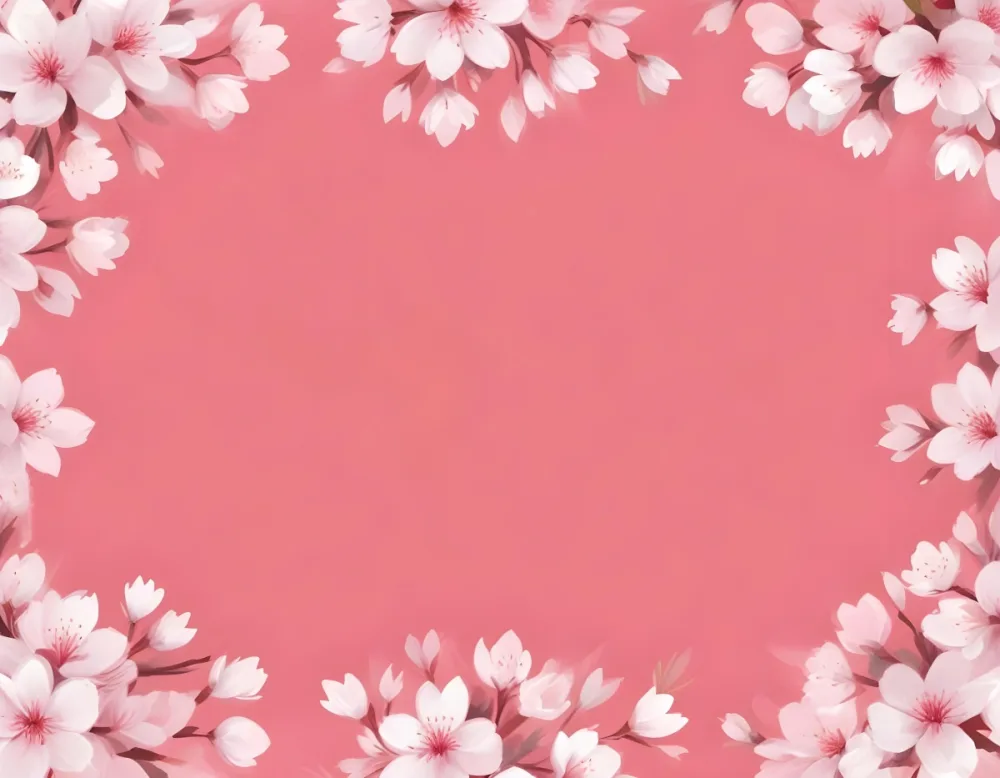 Digital Painting Cherry Blossom Frame With White Background White Flowers With White Accents Symmetrical Arrangement Delicate Petals Minimalist Design Soft Pastel Colors Floral Border Bold And Slim Lines Brush S 25 59ed
