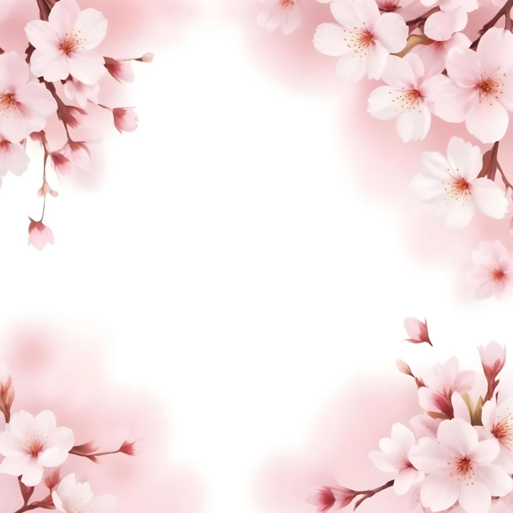 Digital Painting Cherry Blossom Frame With White Flowers And Petals Branches Soft Lighting Elegant Design Floral Arrangement White Background Romantic Spring Season Decorative Border Botanical Illustration Bo 25 11c4
