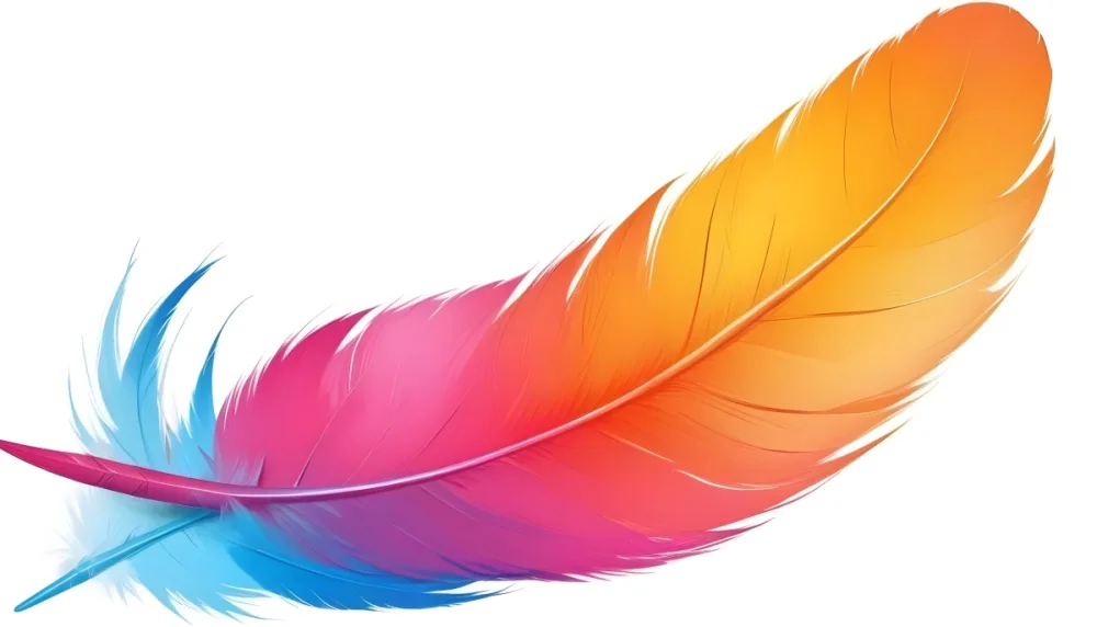 Digital Painting Colorful Feathers In Shades Of Pink Orange And Blue Against A White Background Bold And Slim Lines Brush Strokes 46 Fe7c
