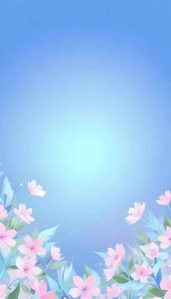 Digital Painting Flowers With Pink And Blue Petals Green Leaves Bright Light In The Center Pink Background Bold And Slim Lines Brush Strokes 28 2d49