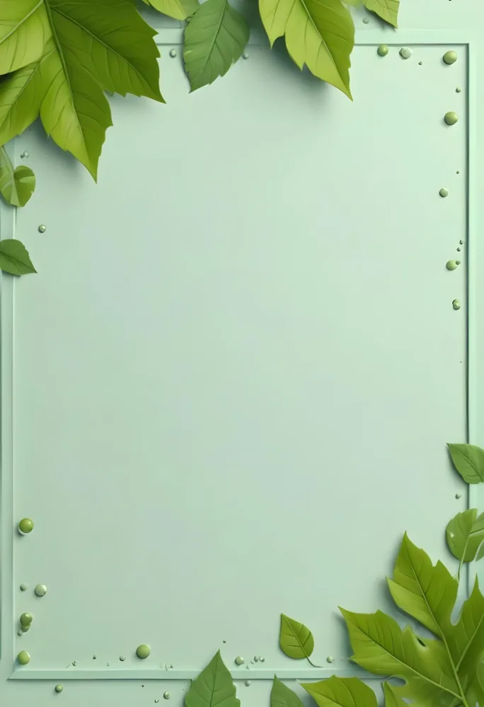 Digital Painting Light Green Background With A Border Some Leaves And Dots Bold And Slim Lines Brush Strokes 43 06c3