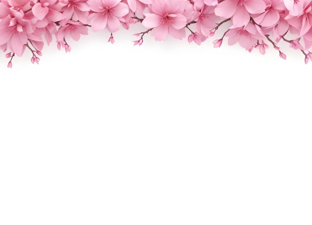 Digital Painting Pink Flowers With Branches On Top Of The Image White Background Bold And Slim Lines Brush Strokes 29 B2e6