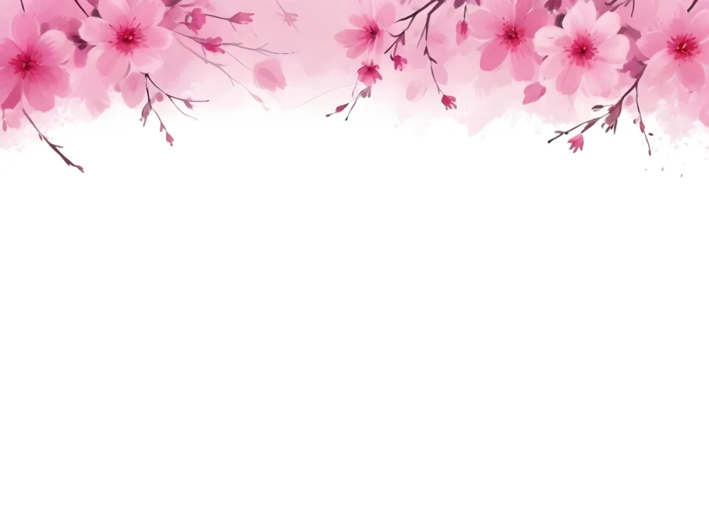 Digital Painting Pink Flowers With Branches On Top Of The Image White Background Bold And Slim Lines Brush Strokes 34 3777