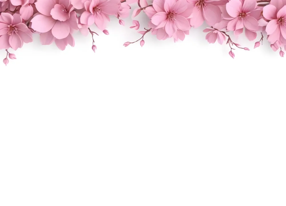 Digital Painting Pink Flowers With Branches On Top Of The Image White Background Bold And Slim Lines Brush Strokes 36 5787