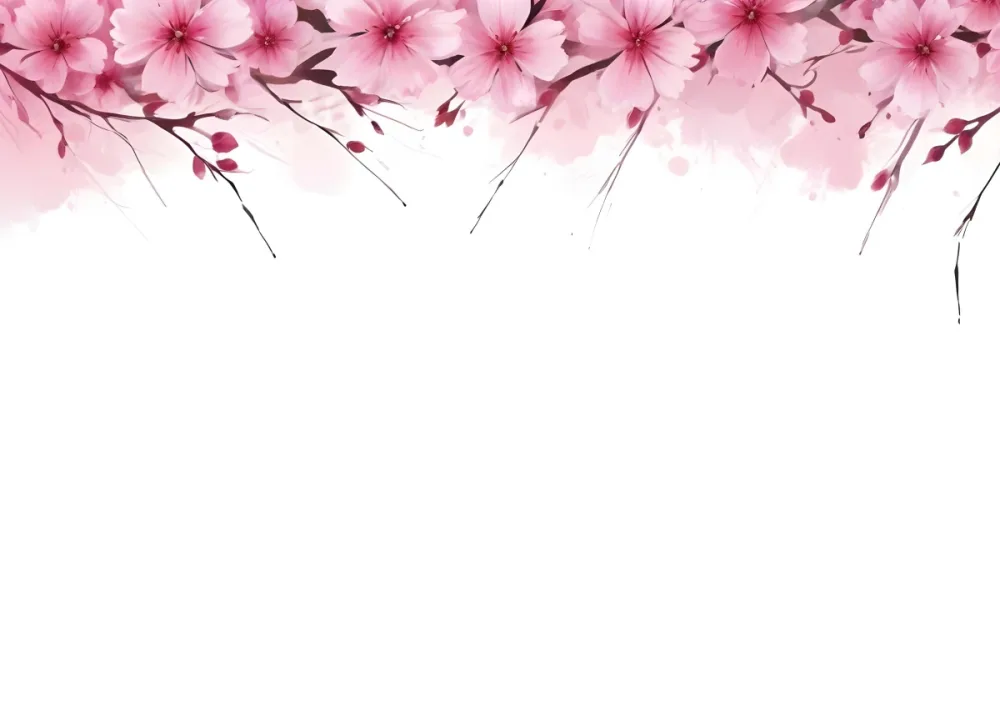 Digital Painting Pink Flowers With Branches On Top Of The Image White Background Bold And Slim Lines Brush Strokes 9 Ce7c