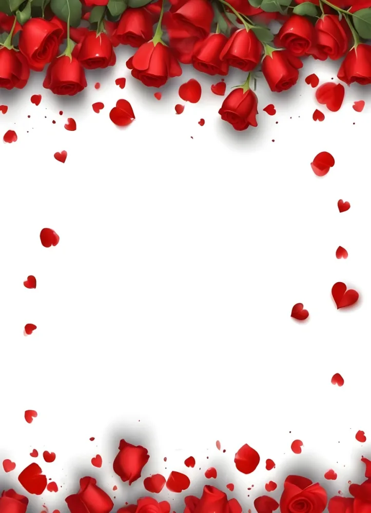 Digital Painting Red Rose Petals And Hearts Falling On A White Background Romantic And Love Concept Valentine S Day Wedding Invitation Anniversary Celebration Greeting Card Floral Design Bold And Slim Lines Brus 34 0ea6