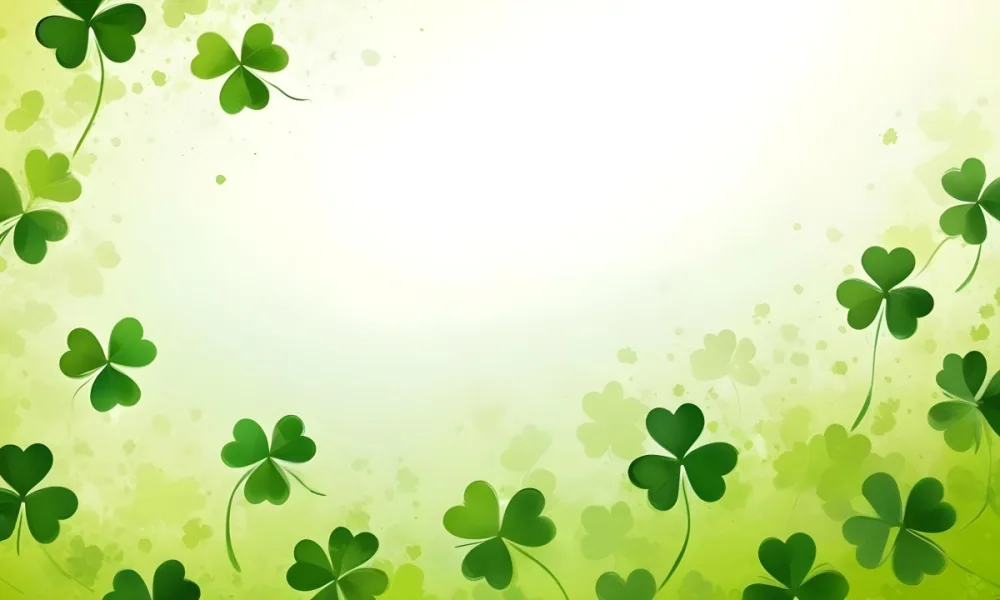 Digital Painting St Patrick S Day Background With Green Shamrocks Scattered On A Gradient Background Some Shamrocks Are More Prominent And Detailed Creating A Festive And Celebratory Atmosphere Bold And Slim Lines 14 96db