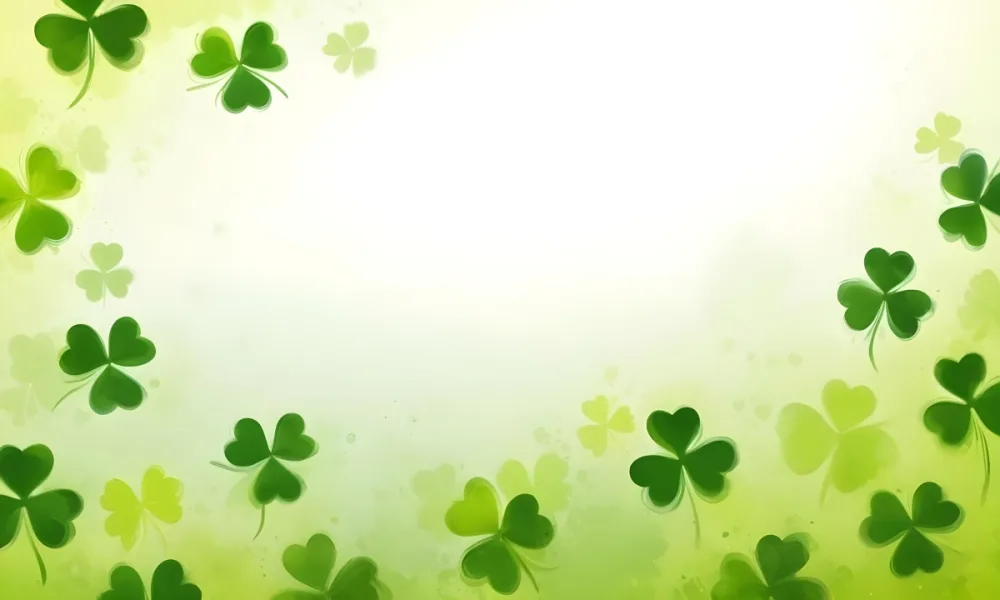 Digital Painting St Patrick S Day Background With Green Shamrocks Scattered On A Gradient Background Some Shamrocks Are More Prominent And Detailed Creating A Festive And Celebratory Atmosphere Bold And Slim Lines 18 9df0