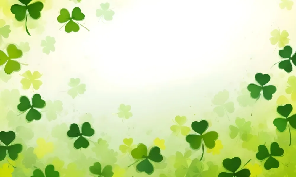 Digital Painting St Patrick S Day Background With Green Shamrocks Scattered On A Gradient Background Some Shamrocks Are More Prominent And Detailed Creating A Festive And Celebratory Atmosphere Bold And Slim Lines 24 8bda