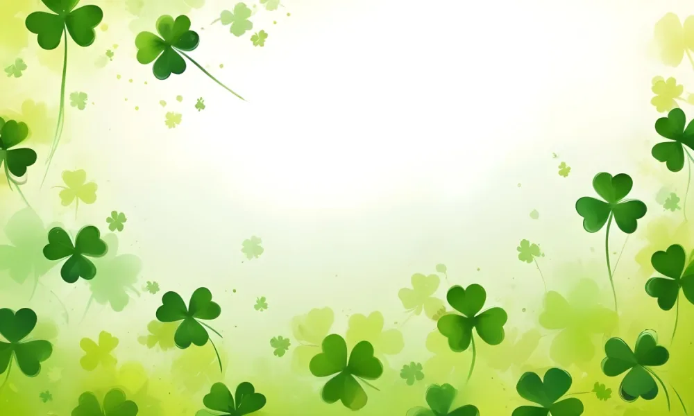 Digital Painting St Patrick S Day Background With Green Shamrocks Scattered On A Gradient Background Some Shamrocks Are More Prominent And Detailed Creating A Festive And Celebratory Atmosphere Bold And Slim Lines 25 F7fa