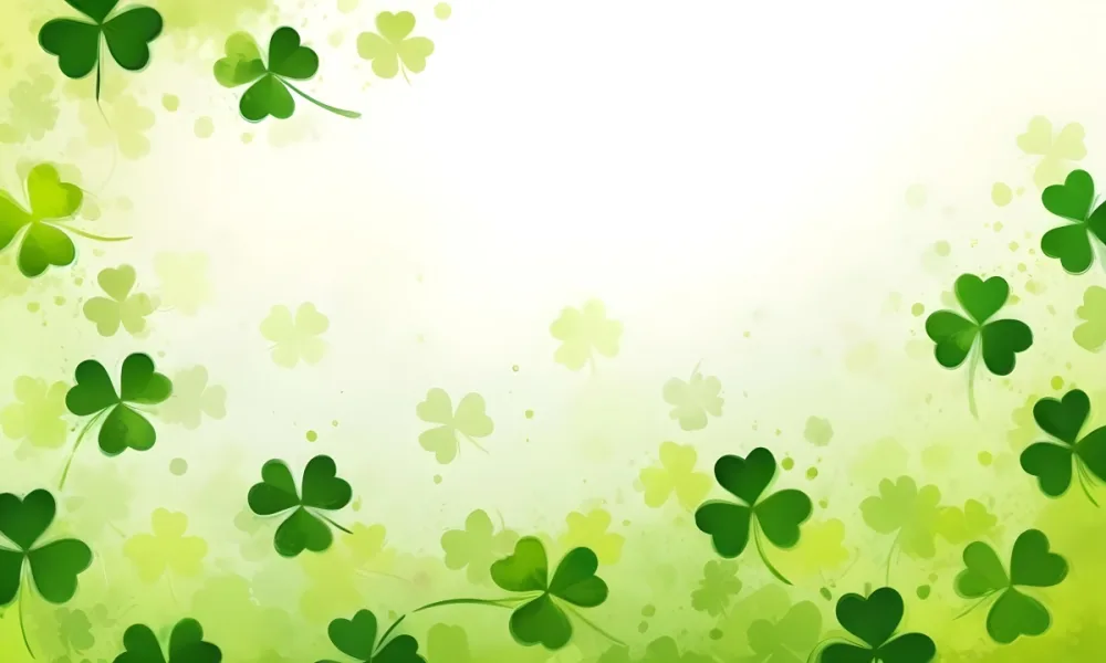 Digital Painting St Patrick S Day Background With Green Shamrocks Scattered On A Gradient Background Some Shamrocks Are More Prominent And Detailed Creating A Festive And Celebratory Atmosphere Bold And Slim Lines 26 E4aa
