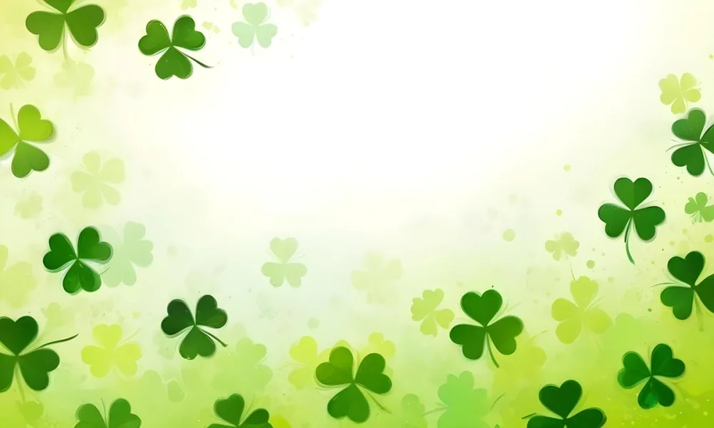 Digital Painting St Patrick S Day Background With Green Shamrocks Scattered On A Gradient Background Some Shamrocks Are More Prominent And Detailed Creating A Festive And Celebratory Atmosphere Bold And Slim Lines 27 3d1e