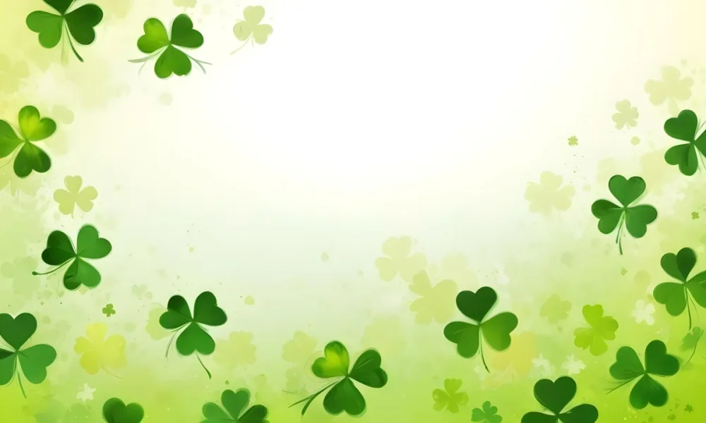 Digital Painting St Patrick S Day Background With Green Shamrocks Scattered On A Gradient Background Some Shamrocks Are More Prominent And Detailed Creating A Festive And Celebratory Atmosphere Bold And Slim Lines 30 B47f
