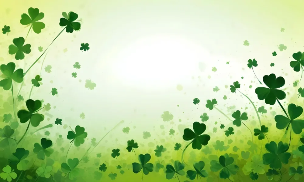 Digital Painting St Patrick S Day Background With Green Shamrocks Scattered On A Gradient Background Some Shamrocks Are More Prominent And Detailed Creating A Festive And Celebratory Atmosphere Bold And Slim Lines 35 A8ff