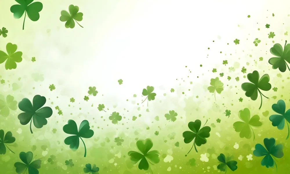 Digital Painting St Patrick S Day Background With Green Shamrocks Scattered On A Gradient Background Some Shamrocks Are More Prominent And Detailed Creating A Festive And Celebratory Atmosphere Bold And Slim Lines 36 8f3d
