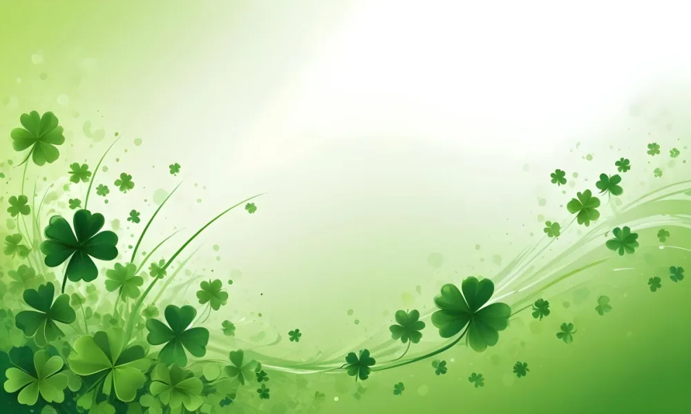 Digital Painting St Patrick S Day Background With Green Shamrocks Scattered On A Gradient Background Some Shamrocks Are More Prominent And Detailed Creating A Festive And Celebratory Atmosphere Bold And Slim Lines 4 C6a4