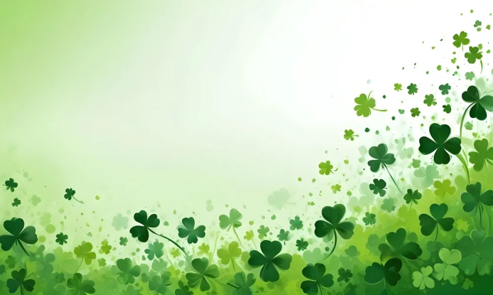Digital Painting St Patrick S Day Background With Green Shamrocks Scattered On A Gradient Background Some Shamrocks Are More Prominent And Detailed Creating A Festive And Celebratory Atmosphere Bold And Slim Lines 41 42a1