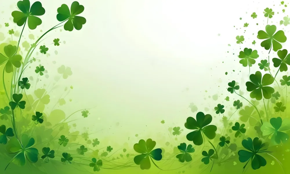 Digital Painting St Patrick S Day Background With Green Shamrocks Scattered On A Gradient Background Some Shamrocks Are More Prominent And Detailed Creating A Festive And Celebratory Atmosphere Bold And Slim Lines 44 4d64